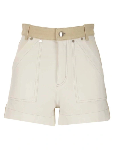 Shop Chloé Bicolor Shorts In White And Beige