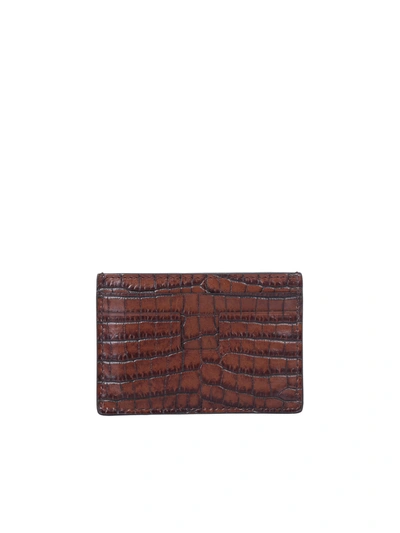 Shop Tom Ford Leather Card  Holder In Brown