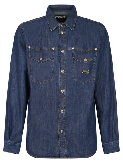 Shop Versace Jeans Couture Denim Shirt In Blue