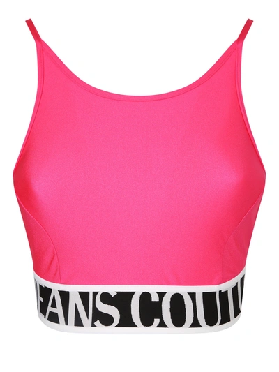 Shop Versace Jeans Couture Nylon Crop Top In Pink