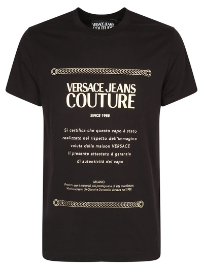 Shop Versace Jeans Couture Printed Cotton T-shirt In Black