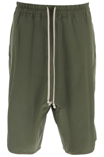 Shop Rick Owens Drawstring Waist Shorts In Green