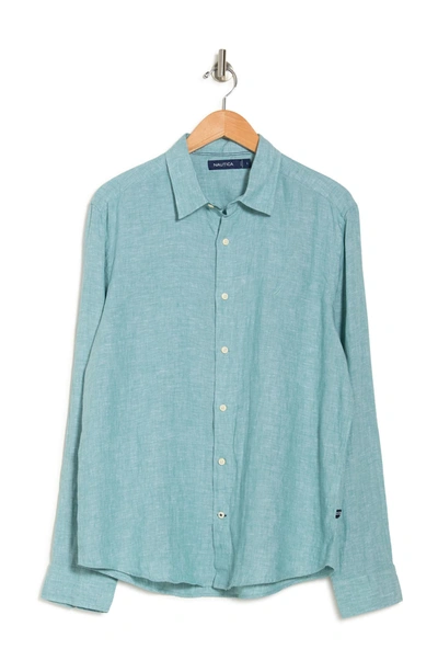 Shop Nautica Linen Button Front Dress Shirt In Bluebreton