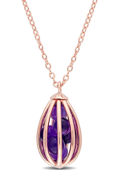Shop Delmar Amethyst Cage Drop Pendant Necklace In Purple