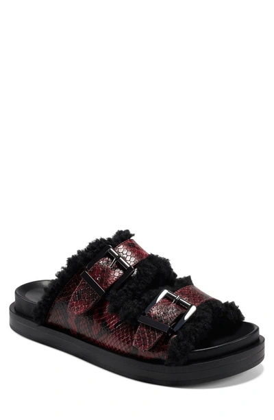 Shop Aerosoles Olivia Faux Shearling Lined Sandal In Red Snake