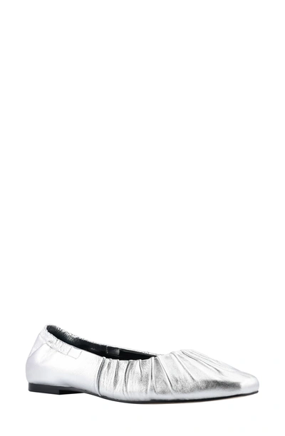 Shop Marc Fisher Ltd Ophia Ballet Flat In Silver Leather