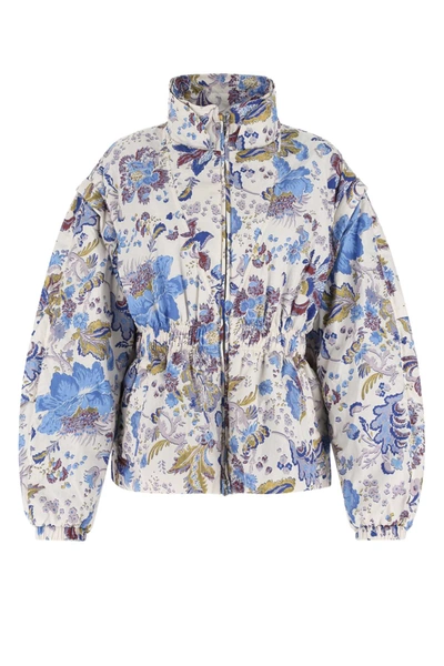Dolores Padded Floral-print Shell Jacket In Ecru