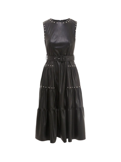 Shop Pinko Stud Embellished Sleeveless Midi Dress In Black