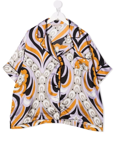 Shop Emilio Pucci Junior Teen Abstract-print Short-sleeved Shirt In Purple