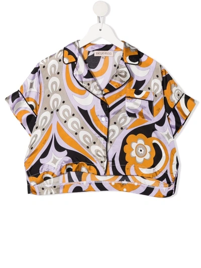 Shop Emilio Pucci Junior Abstract-print Short-sleeved Shirt In Purple