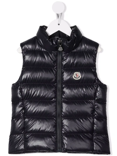 Moncler Logo-patch Zip-up Padded Gilet In Blue