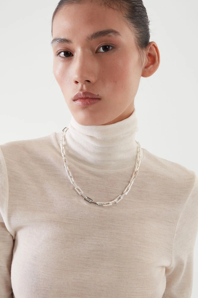 Cos Slim-fit Merino Wool Turtleneck Top In White