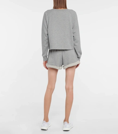 Shop Adam Selman Sport Stretch-cotton Cropped Sweatshirt In Grey