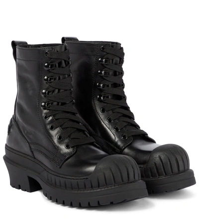 Shop Acne Studios Lace-up Leather Boots In Black