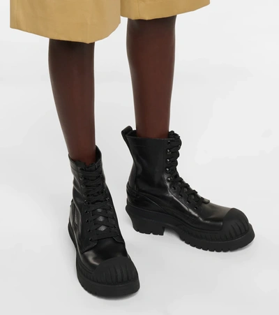 Shop Acne Studios Lace-up Leather Boots In Black