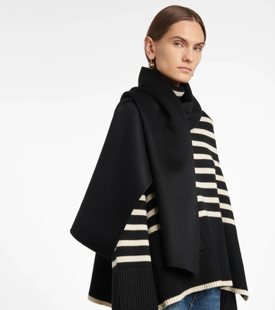 Shop Totême Wool And Cashmere Scarf In Black