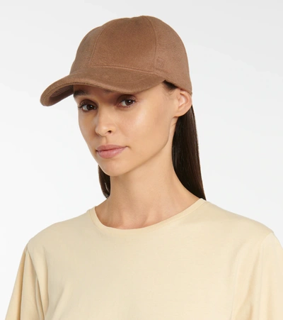 Shop Totême Wool And Cashmere Baseball Cap In Brown