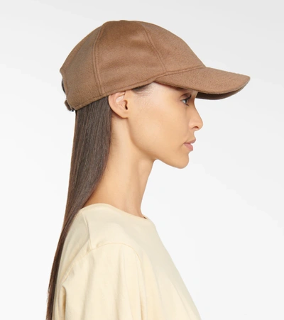 Shop Totême Wool And Cashmere Baseball Cap In Brown
