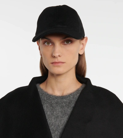 Shop Totême Wool And Cashmere Baseball Cap In Black