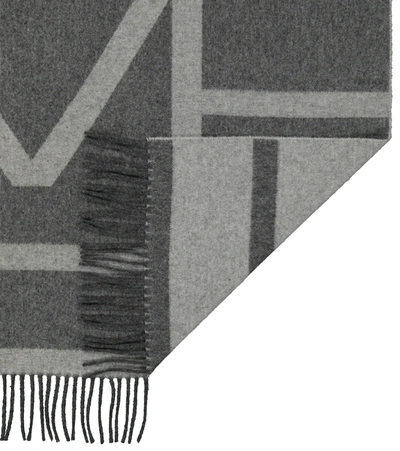 Shop Totême Striped Wool Scarf In Grey