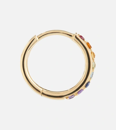 Shop Persée Chakras Rainbow Piercing 18kt Gold Single Earring With Gemstones In Multicoloured