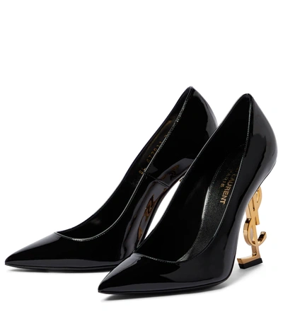 Saint Laurent 110mm Opyum Patent Ysl-heel Pumps In Black