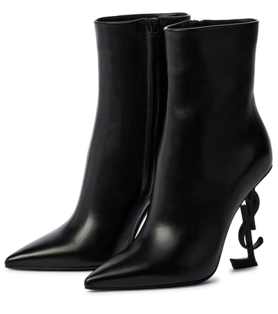Shop Saint Laurent Opyum 110 Leather Ankle Boots In Nero