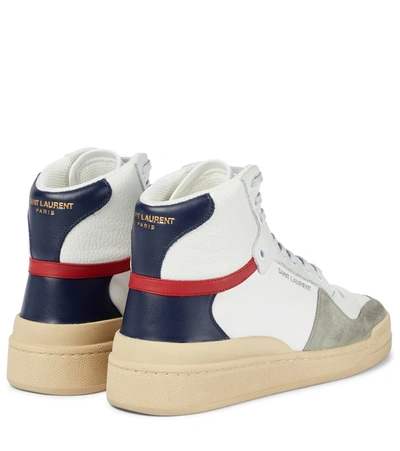 Shop Saint Laurent Sl24 Leather High-top Sneakers In White