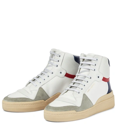 Shop Saint Laurent Sl24 Leather High-top Sneakers In White