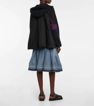 Shop Sacai Hybrid Cotton-blend Jacket In Black