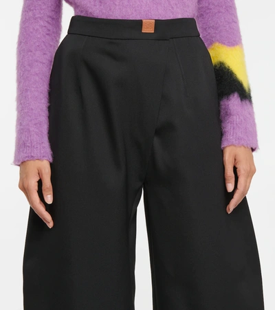 Shop Loewe High-rise Wool Carrot Pants In Black