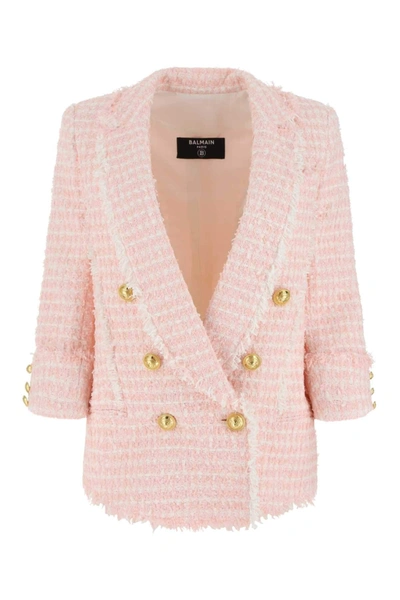 Shop Balmain Frayed Double In Pink