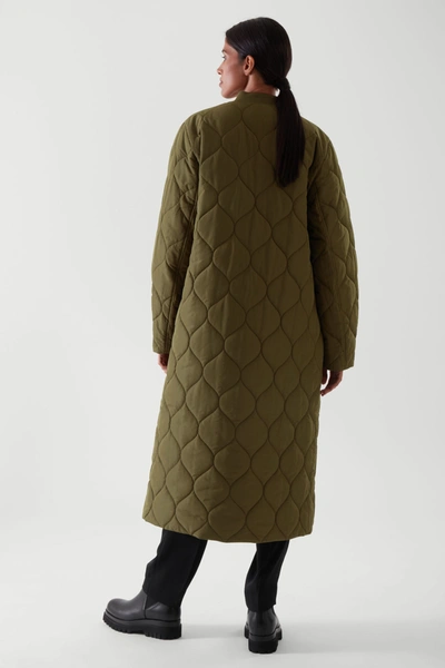 Cos Quilted Coat In Khaki Green | ModeSens