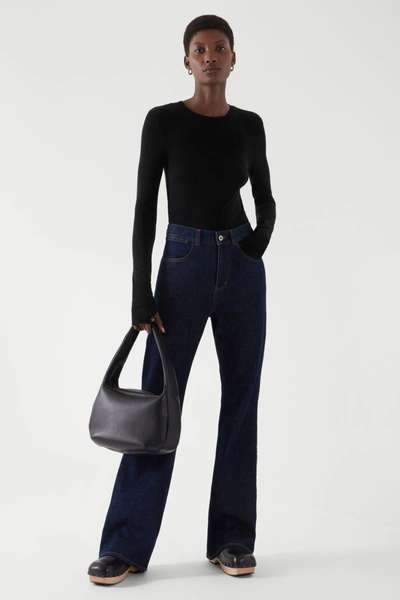 Cos Crew-neck Merino Wool Top In Black