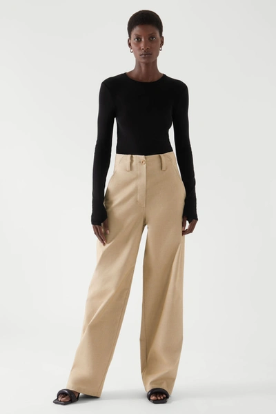 Cos Crew-neck Merino Wool Top In Black