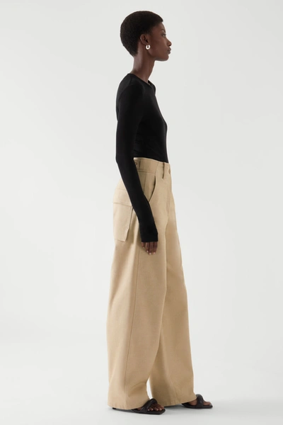 Cos Crew-neck Merino Wool Top In Black