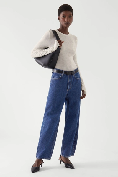 Cos Crew-neck Merino Wool Top In White