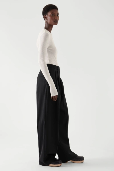 Cos Crew-neck Merino Wool Top In White