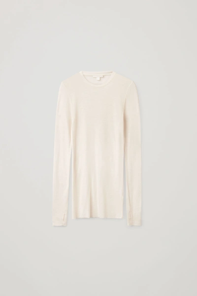 Cos Crew-neck Merino Wool Top In White
