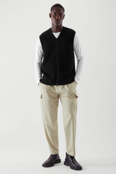 Cos Knitted Zip-up Gilet In Black | ModeSens