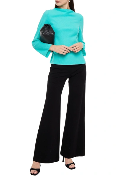 Goat Lowry Wool-crepe Blouse In Turquoise