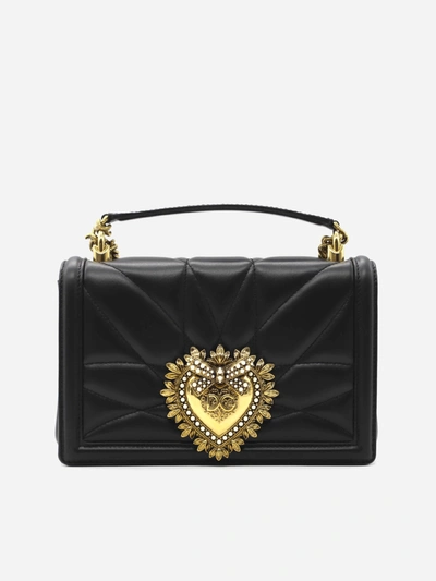 Shop Dolce & Gabbana Medium Devotion Bag In Leather In Black