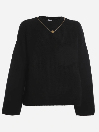 Shop Loewe Wool And Cashmere Sweater With Chain In Black