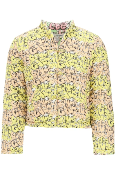 Shop Comme Des Garçons Shirt X Kaws Jacket In Print Fg (yellow)