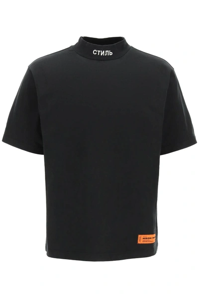 Shop Heron Preston High-neck T-shirt In Black White (black)