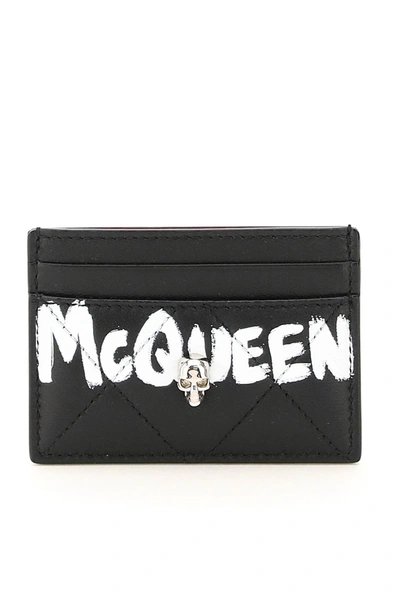 Shop Alexander Mcqueen Graffiti Logo Cardholder In Black