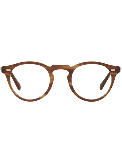 Oliver Peoples Gregory Peck Round Glasses In Weiss