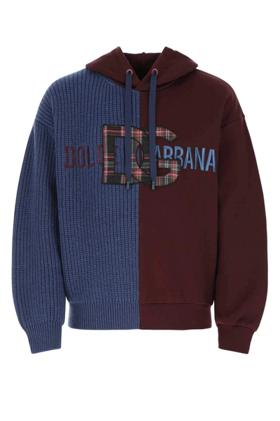 Shop Dolce & Gabbana Logo Patched Knitted Hoodie In Multi