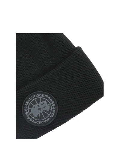 Shop Canada Goose "large Disc Thermal" Beanie In Black  