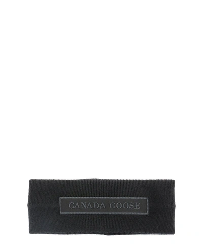 Shop Canada Goose "tonal Emblem" Ear Warmer In Black  